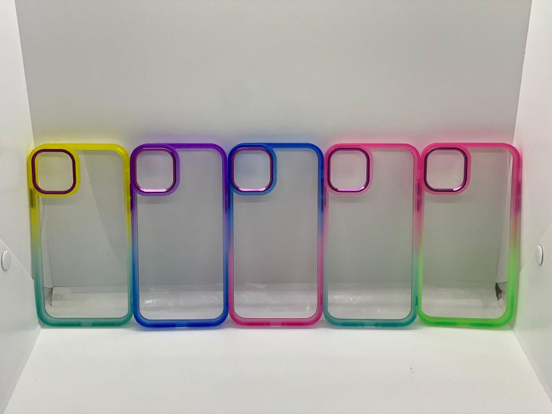 Estuche transparente borde multicolor