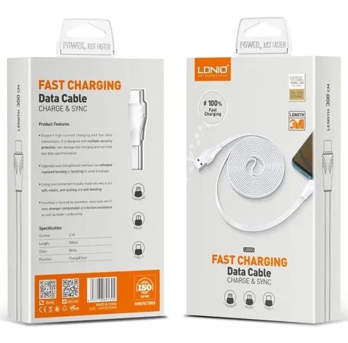 Cable LDNIO LS-553 USB a Lightning 3m