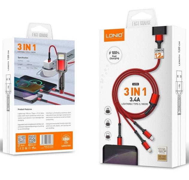 Cable LDNIO 3 en 1  LC-93