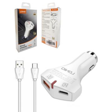 Cargador para auto LDNIO C60P Lightning 36W