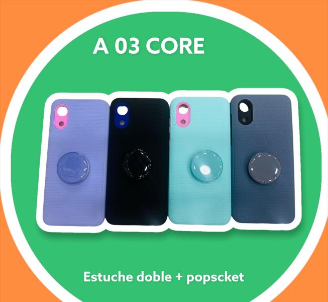 Estuche Doble + Pop Socket A03 Core