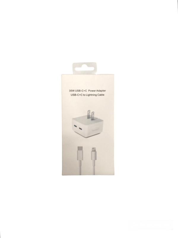 Cargador iPhone Tipo C 35W Sin Logo 2 en 1