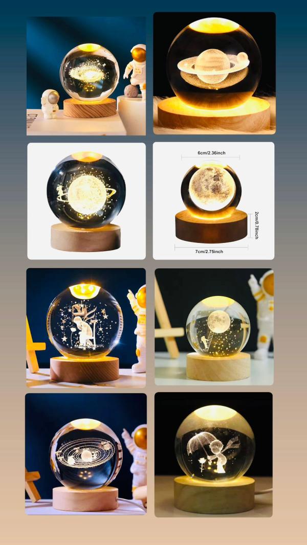 Esfera de Cristal con Luz de Figuras 6cm