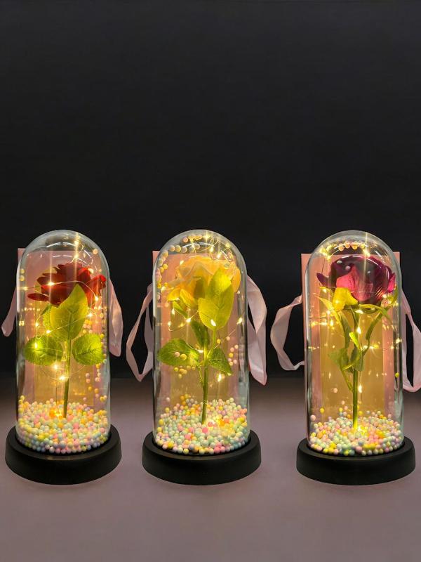 Rosa en Capsula con Luz