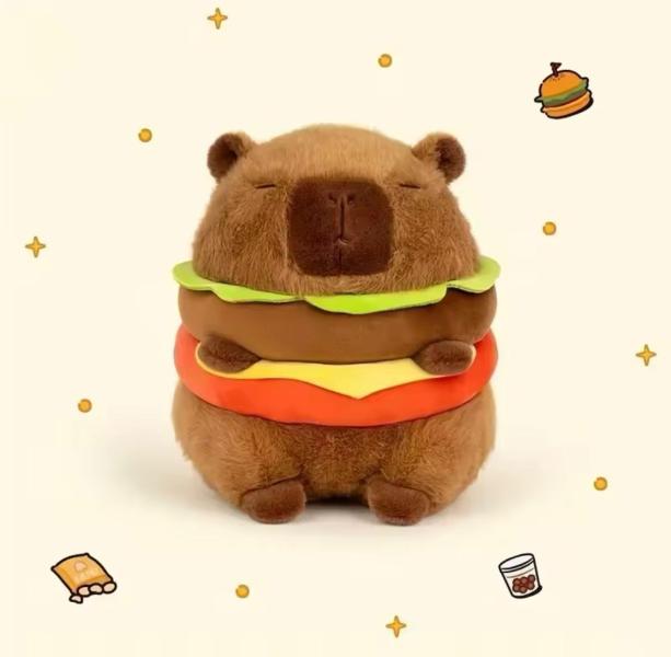 Peluche Capibara con forma de Hamburguesa 40cm