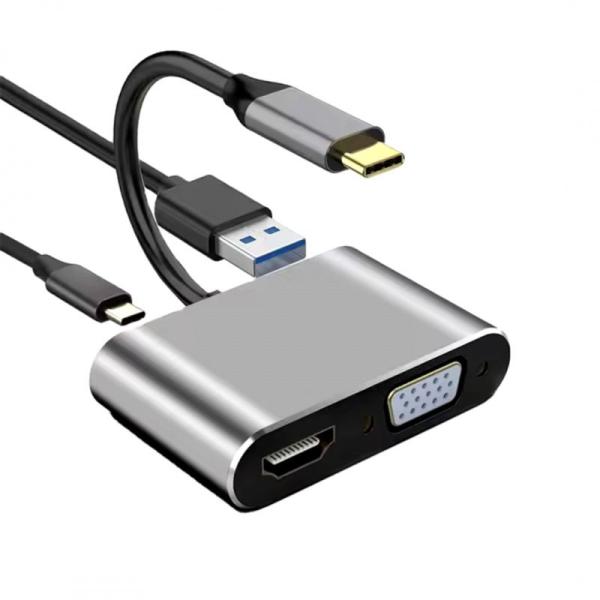 Adaptador Tipo-C a HDMI/VGA/Tipo-C/USB 3.0