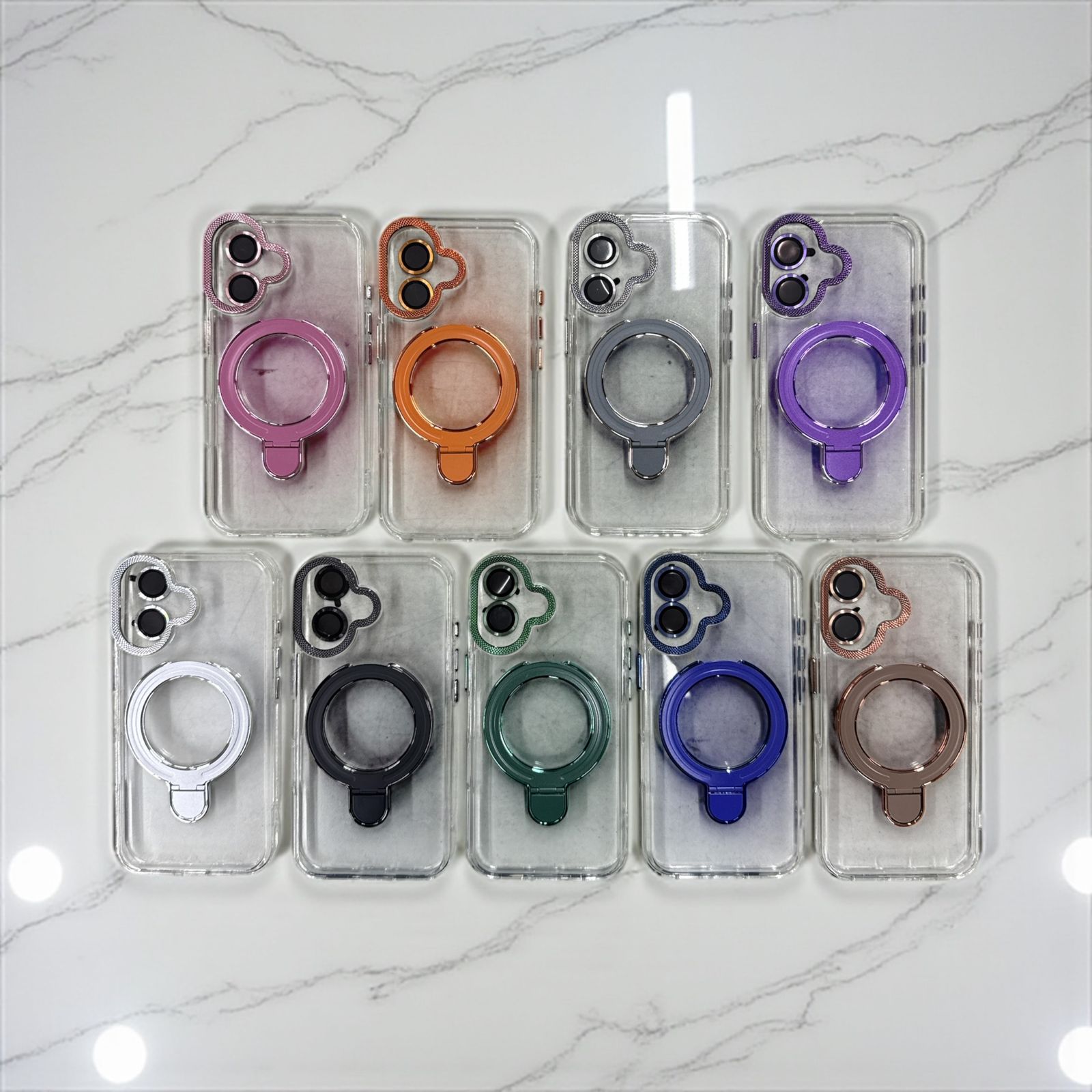 Estuche Magsafe con Soporte y Vidrio Protector de Camara