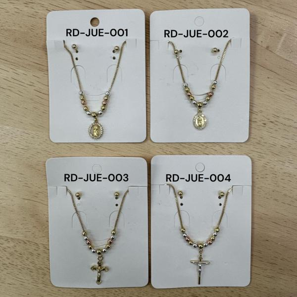 Conjunto Aretes y Rosario de Acero RD-JUE