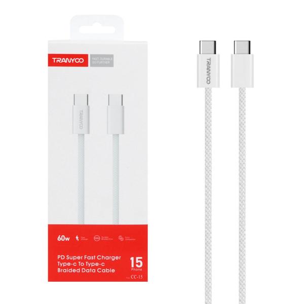 Cable Tranyoo Tipo-C a Tipo-C CC-15 60w 1m